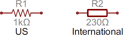 Resistor schematic symbols