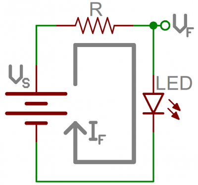 Resistor yang membatasi arus skematis