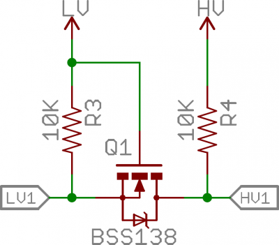 MOSFET logic level shifting circuit
